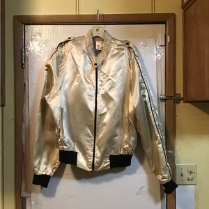 Athletic Department XL Gold Satin Bomber Jacket w/ Bristol Coach Limited.